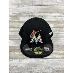 New Era 59Fifty MLB Miami Marlins Cap Authentic Black On Field Fitted Hat‎